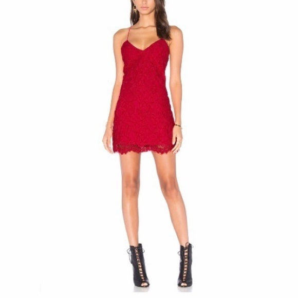 NWT X by NBD Revolve red lace Iris mini dress straps open X back v-neck sz4 - Picture 8 of 15